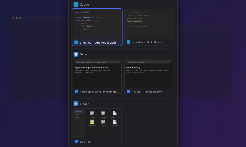 Window Switcher — Alt-Tab replacement with visual previews